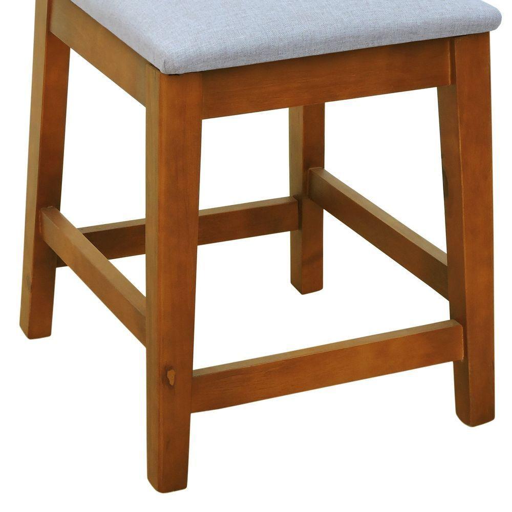 Kit 2 Banquetas Baixa-cadeira Gabi Madeira Maciça Encosto Telinha - Amêndoa Assento Estof. Linho Bege Mescla Impermeável - 8