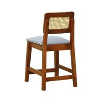 Kit 2 Banquetas Baixa-cadeira Gabi Madeira Maciça Encosto Telinha - Amêndoa Assento Estof. Linho Bege Mescla Impermeável - 5