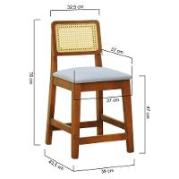 Kit 2 Banquetas Baixa-cadeira Gabi Madeira Maciça Encosto Telinha - Amêndoa Assento Estof. Linho Bege Mescla Impermeável - 7