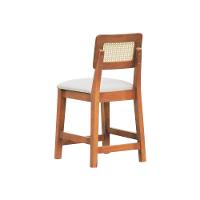 Kit 2 Banquetas Baixa-cadeira Gabi Madeira Maciça Encosto Telinha - Amêndoa Assento Estofado Corano Bege - 9