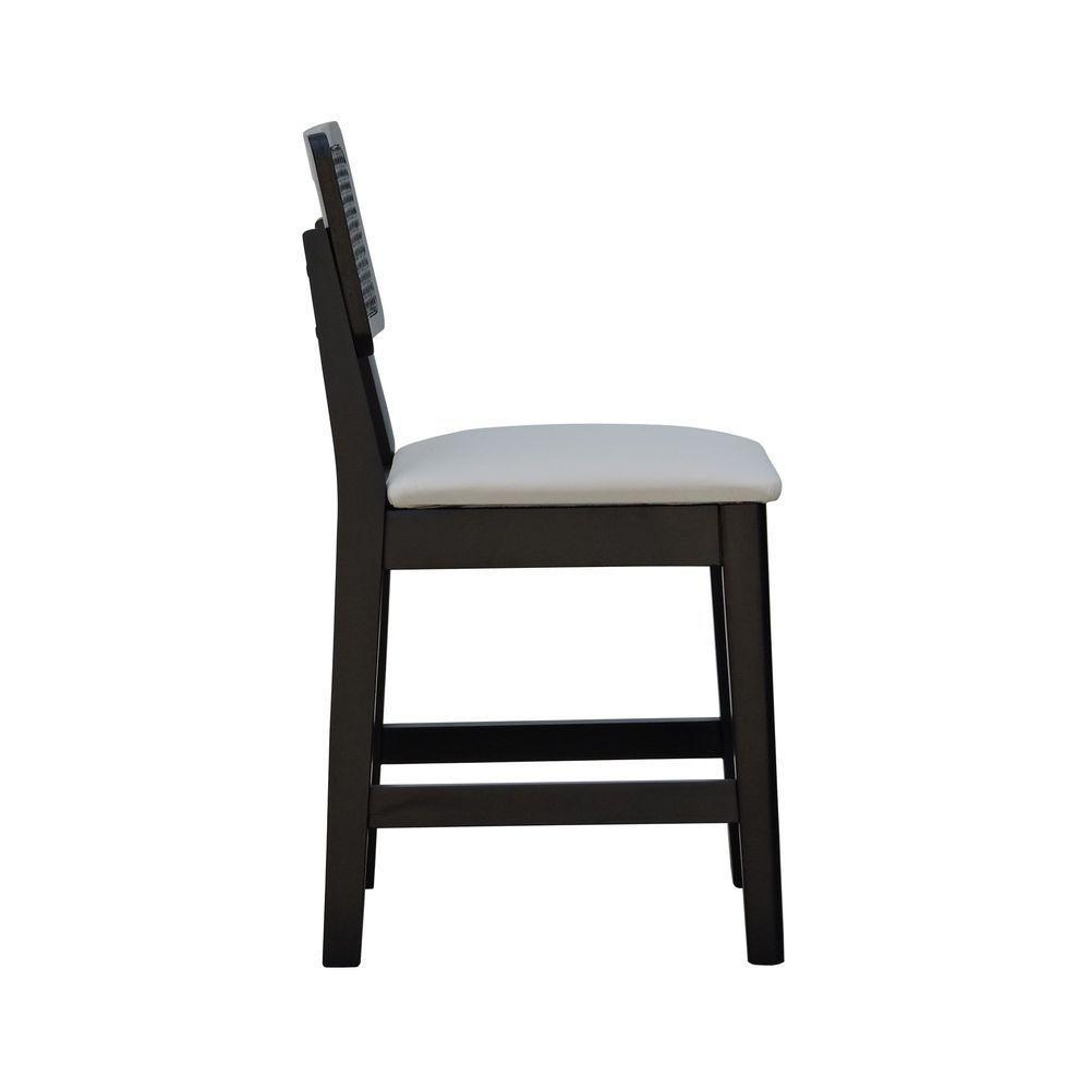 Kit 2 Banquetas Baixa-cadeira Gabi Madeira Maciça Encosto Telinha Assento Estofado - Preto Assento Estofado Corano Bege - 5