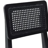 Kit 2 Banquetas Baixa-cadeira Gabi Madeira Maciça Encosto Telinha Assento Estofado - Preto Assento Estofado Corano Bege - 2