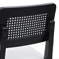 Kit 2 Banquetas Baixa-cadeira Gabi Madeira Maciça Encosto Telinha Assento Estofado - Preto Assento Estofado Corano Bege - 3