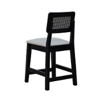 Kit 2 Banquetas Baixa-cadeira Gabi Madeira Maciça Encosto Telinha Assento Estofado - Preto Assento Estofado Corano Bege