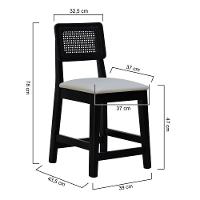 Kit 2 Banquetas Baixa-cadeira Gabi Madeira Maciça Encosto Telinha Assento Estofado - Preto Assento Estofado Corano Bege - 6