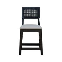 Kit 2 Banquetas Baixa-cadeira Gabi Madeira Maciça Encosto Telinha Assento Estofado - Preto Assento Estofado Corano Bege - 7