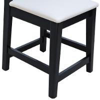 Kit 2 Banquetas Baixa-cadeira Gabi Madeira Maciça Encosto Telinha Assento Estofado - Preto Assento Estofado Corano Bege - 8