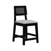 Kit 2 Banquetas Baixa-cadeira Gabi Madeira Maciça Encosto Telinha Assento Estofado - Preto Assento Estofado Corano Bege - 9