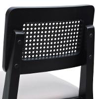 Kit 2 Banquetas Baixa-cadeira Gabi Madeira Maciça Encosto Telinha Assento Estofado - Preto Assento Estofado Linho Bege - 2