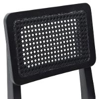 Kit 2 Banquetas Baixa-cadeira Gabi Madeira Maciça Encosto Telinha Assento Estofado - Preto Assento Estofado Linho Bege