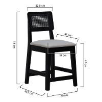 Kit 2 Banquetas Baixa-cadeira Gabi Madeira Maciça Encosto Telinha Assento Estofado - Preto Assento Estofado Linho Bege - 5