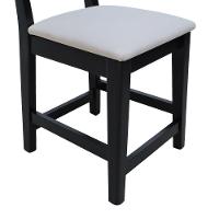 Kit 2 Banquetas Baixa-cadeira Gabi Madeira Maciça Encosto Telinha Assento Estofado - Preto Assento Estofado Linho Bege - 8