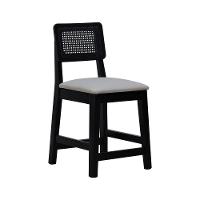 Kit 2 Banquetas Baixa-cadeira Gabi Madeira Maciça Encosto Telinha Assento Estofado - Preto Assento Estofado Linho Bege - 9