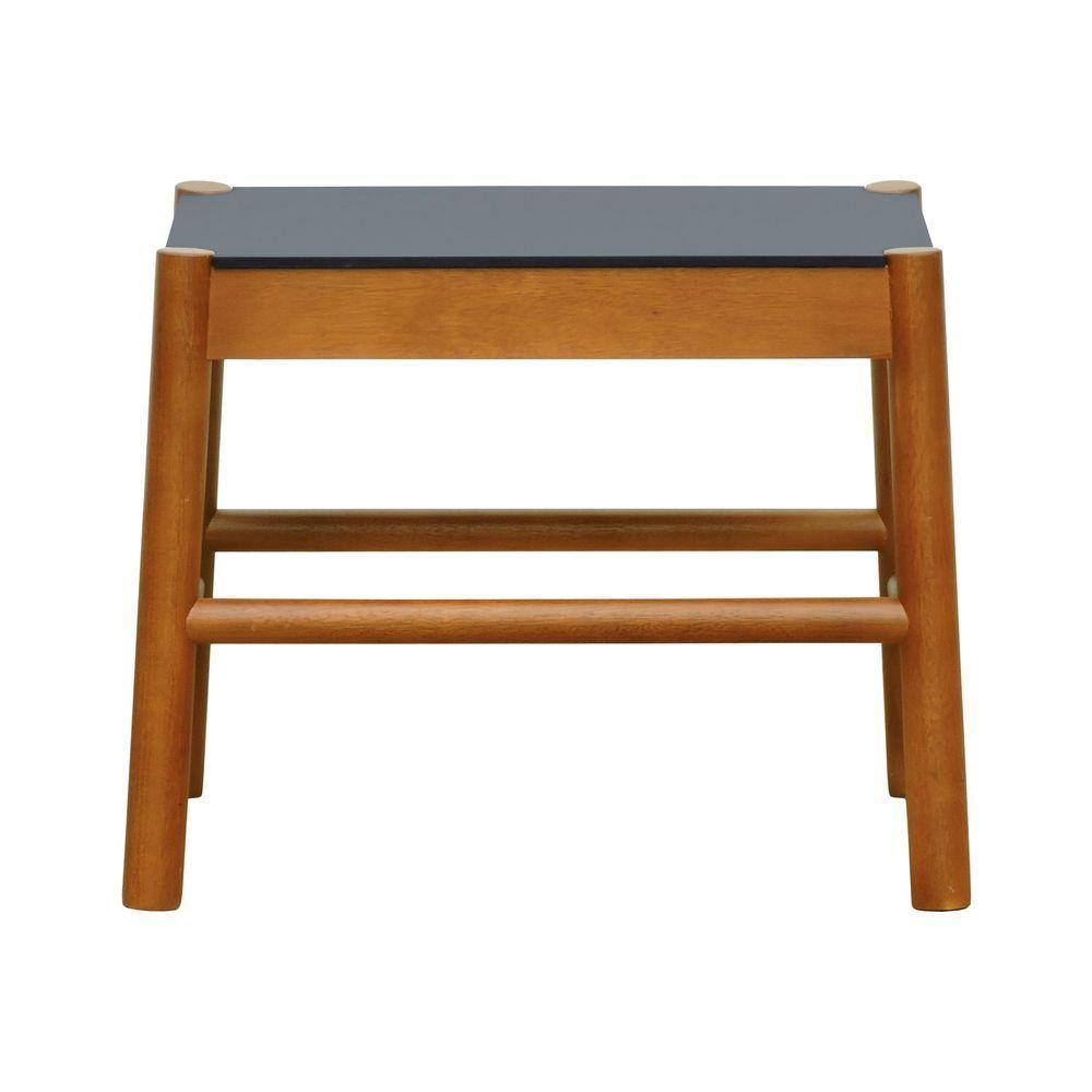 Puff Baixo Amber Madeira Maciça - Amêndoa Assento Mdf Bp Na Cor Preta - 5