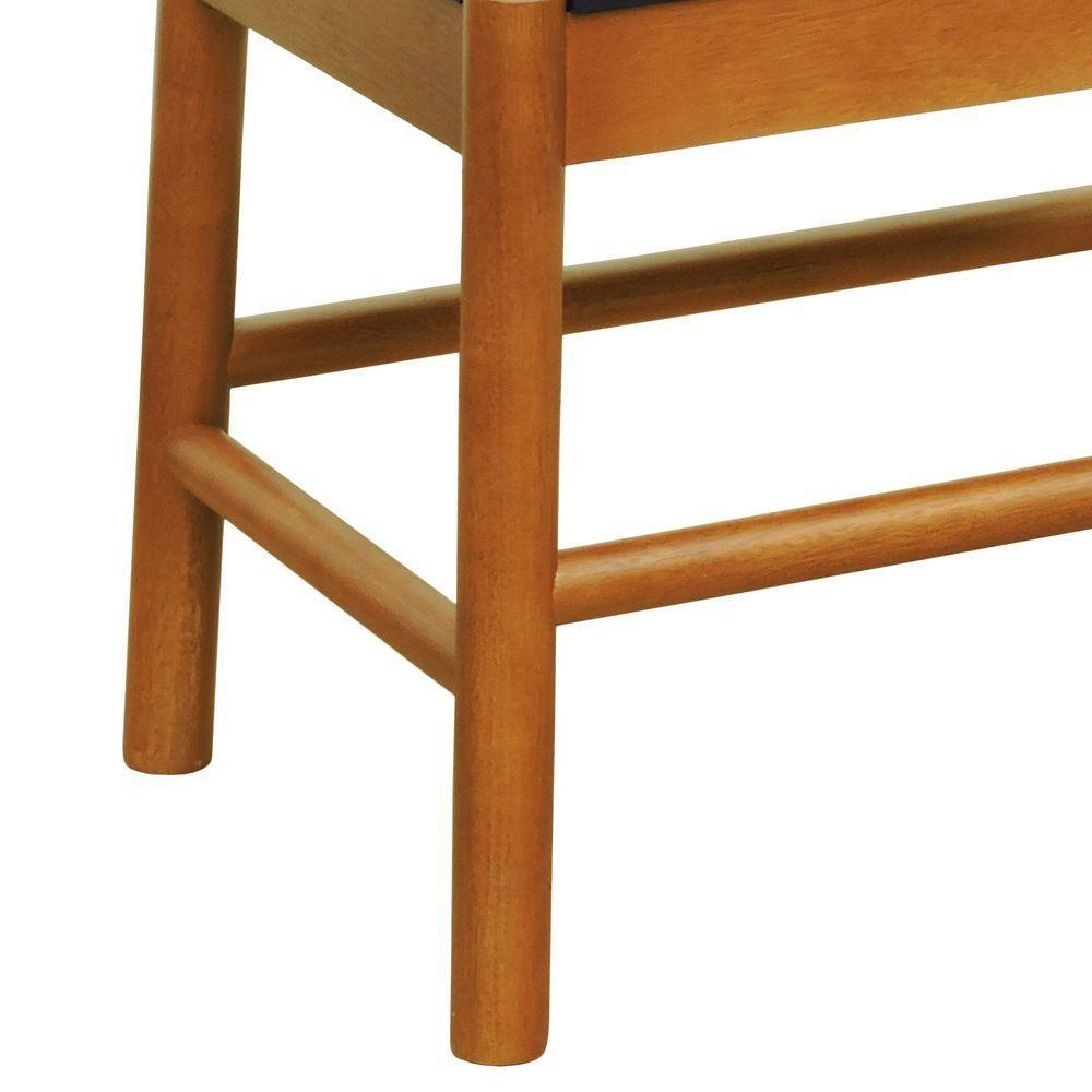 Puff Baixo Amber Madeira Maciça - Amêndoa Assento Mdf Bp Na Cor Preta - 7