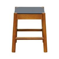 Puff Baixo Amber Madeira Maciça - Amêndoa Assento Mdf Bp Na Cor Preta - 6