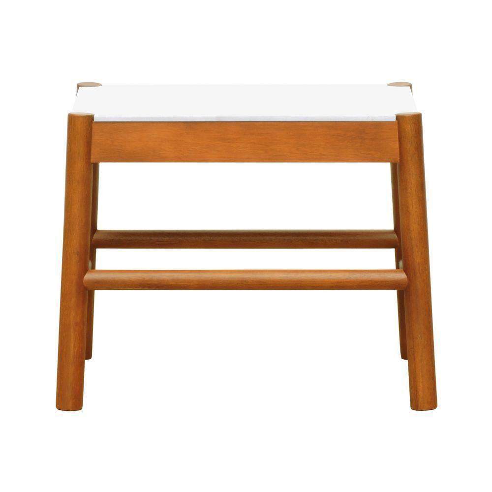 Puff Baixo Amber Madeira Maciça - Amêndoa Assento Mdf Bp Na Cor Branca - 2