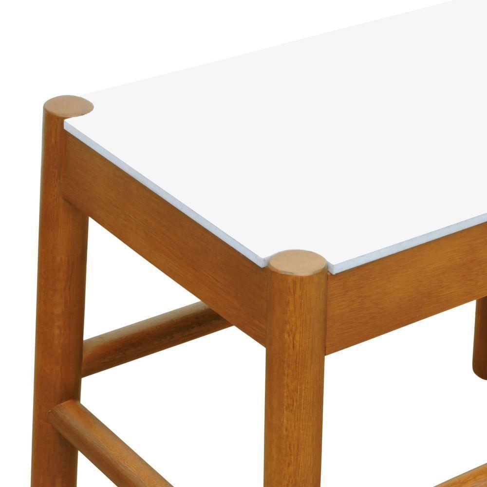 Puff Baixo Amber Madeira Maciça - Amêndoa Assento Mdf Bp Na Cor Branca - 4