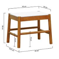 Puff Baixo Amber Madeira Maciça - Amêndoa Assento Mdf Bp Na Cor Branca - 3