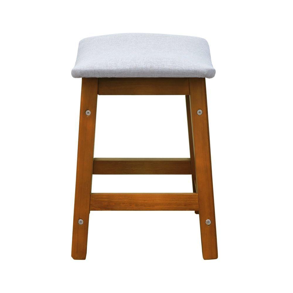 Puff Confort Madeira Maciça Assento Anatômico - Amêndoa Estofado Linho Bege Mescla Impermeável - 6