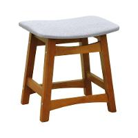 Puff Confort Madeira Maciça Assento Anatômico - Amêndoa Estofado Linho Bege Mescla Impermeável - 1