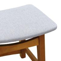 Puff Confort Madeira Maciça Assento Anatômico - Amêndoa Estofado Linho Bege Mescla Impermeável