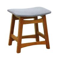 Puff Confort Madeira Maciça Assento Anatômico - Amêndoa Estofado Linho Cinza Mescla Impermeável - 1