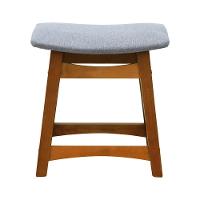 Puff Confort Madeira Maciça Assento Anatômico - Amêndoa Estofado Linho Cinza Mescla Impermeável - 2