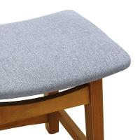 Puff Confort Madeira Maciça Assento Anatômico - Amêndoa Estofado Linho Cinza Mescla Impermeável - 3