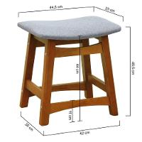 Puff Confort Madeira Maciça Assento Anatômico - Amêndoa Estofado Linho Cinza Mescla Impermeável