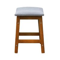 Puff Confort Madeira Maciça Assento Anatômico - Amêndoa Estofado Linho Cinza Mescla Impermeável - 5