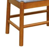 Puff Baixo Amber Madeira Maciça - Amêndoa Assento Estofado Linho Cinza Mescla Impermeável - 3