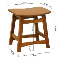 Puff Confort Madeira Maciça Assento Anatômico - Amêndoa Estofado Corano Caramelo - 2