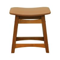 Puff Confort Madeira Maciça Assento Anatômico - Amêndoa Estofado Corano Caramelo - 5