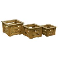 Conjunto Cachepô Malta 3 Peças Natural-madeira - 1