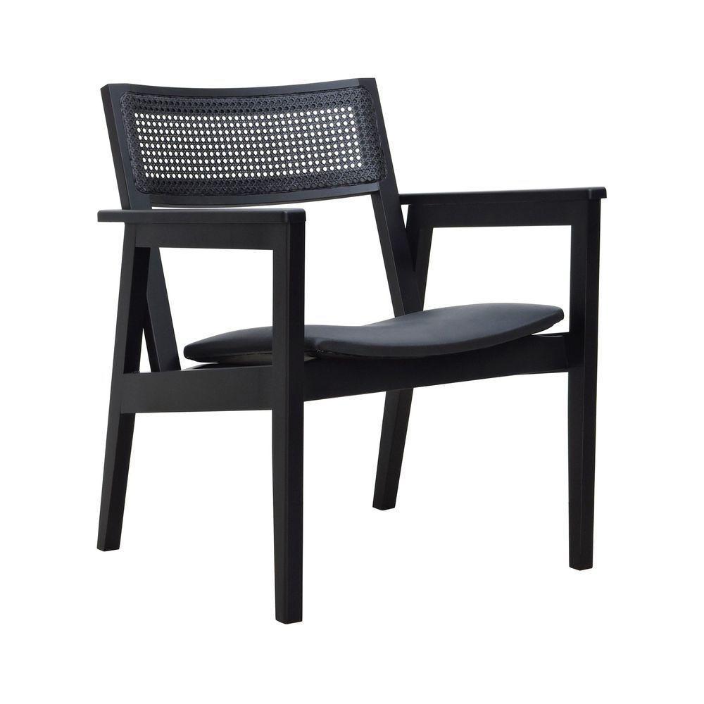 Poltrona Gusty Com Encosto Telinha Assento Anatômico - Preto Estofado Corano Preto - 1