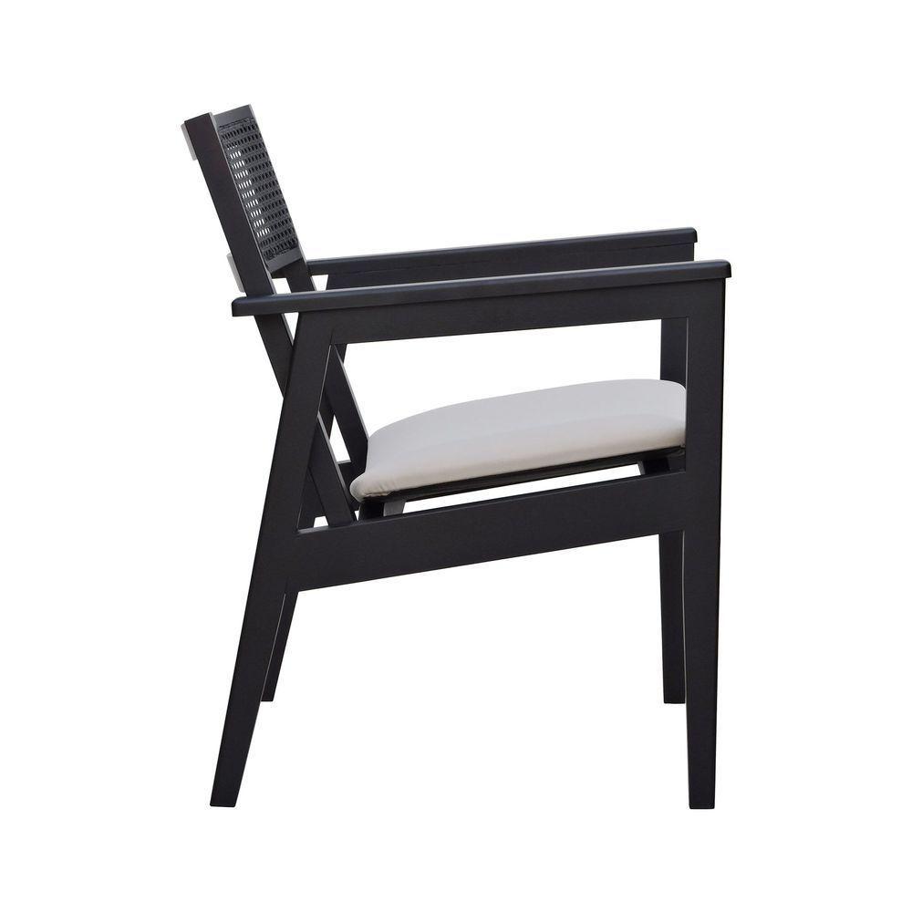 Poltrona Gusty Com Encosto Telinha Assento Anatômico - Preto Estofado Linho Bege - 5