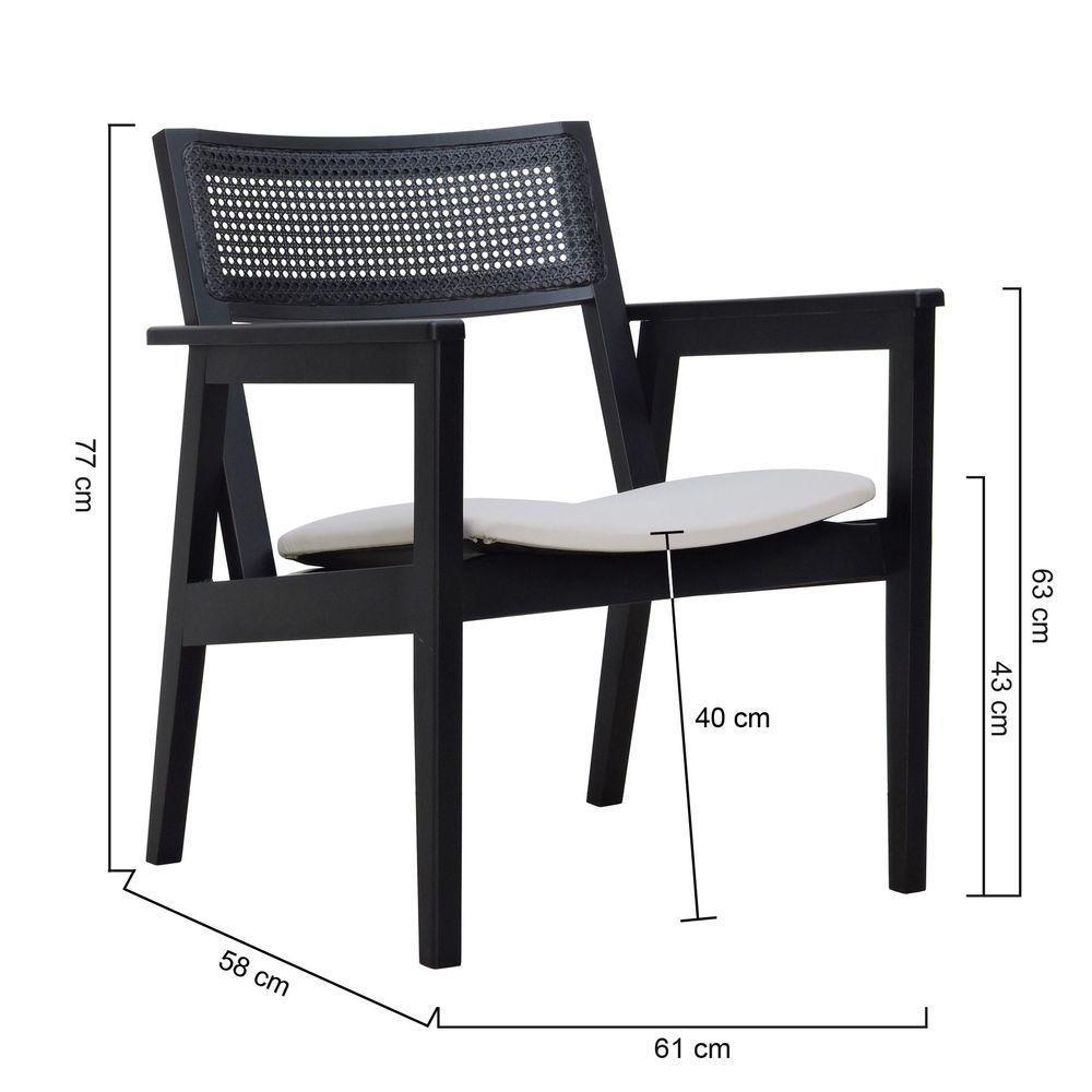 Poltrona Gusty Com Encosto Telinha Assento Anatômico - Preto Estofado Linho Bege - 7
