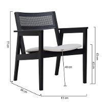 Poltrona Gusty Com Encosto Telinha Assento Anatômico - Preto Estofado Linho Bege - 7