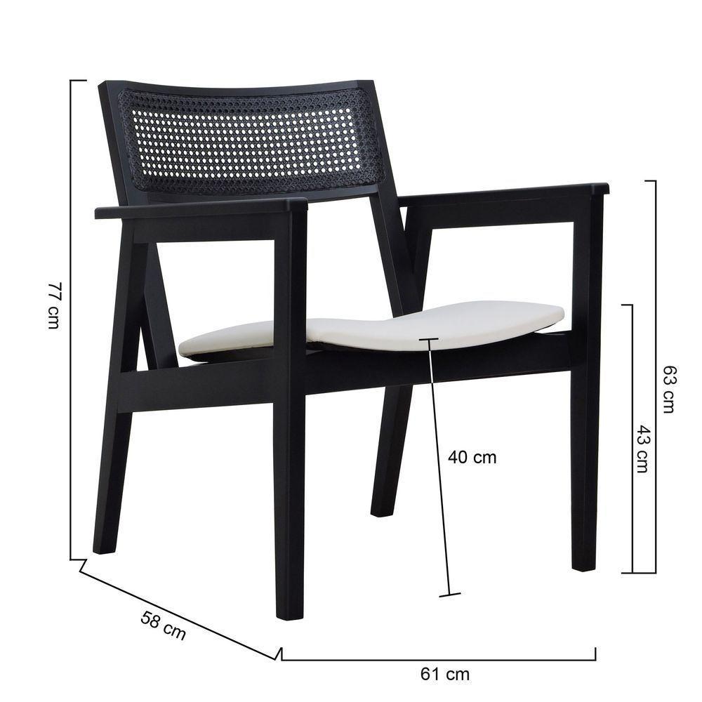 Poltrona Gusty Com Encosto Telinha Assento Anatômico - Preto Estofado Corano Bege - 2