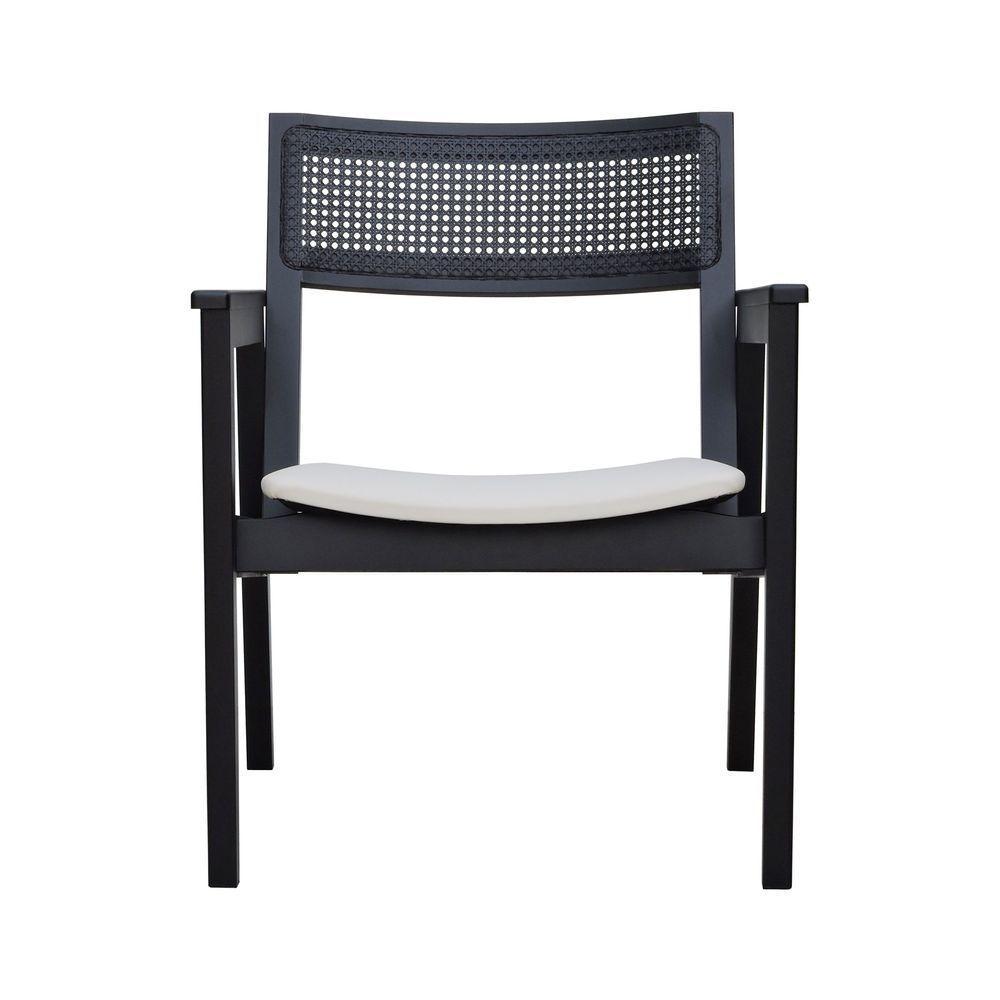 Poltrona Gusty Com Encosto Telinha Assento Anatômico - Preto Estofado Corano Bege - 3