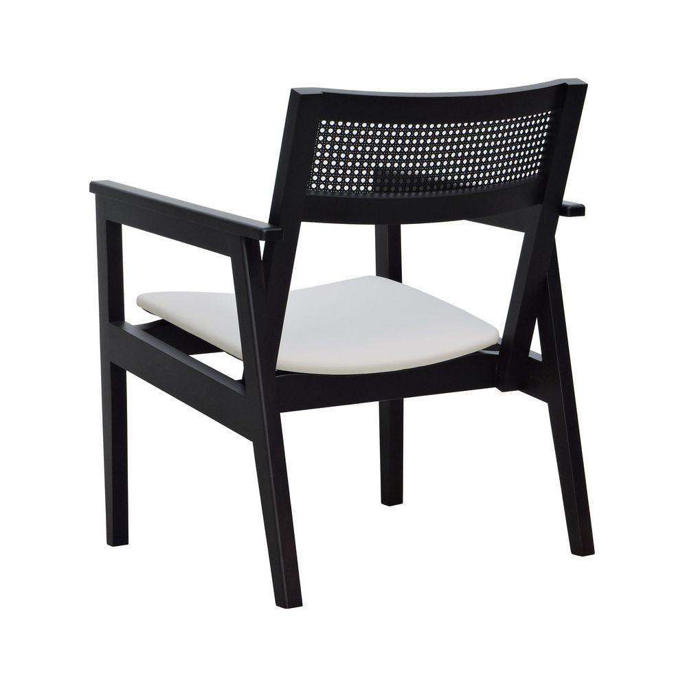 Poltrona Gusty Com Encosto Telinha Assento Anatômico - Preto Estofado Corano Bege - 5