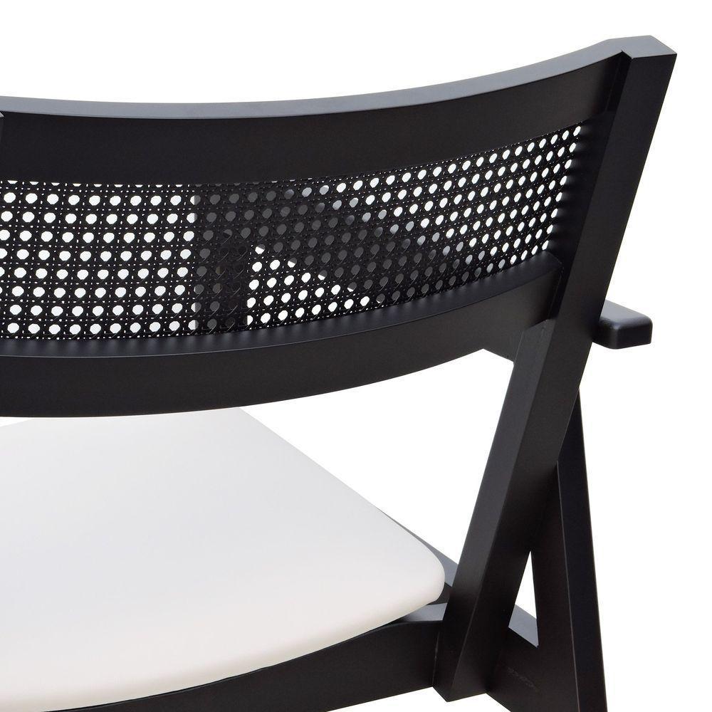 Poltrona Gusty Com Encosto Telinha Assento Anatômico - Preto Estofado Corano Bege - 6