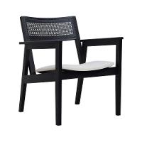 Poltrona Gusty Com Encosto Telinha Assento Anatômico - Preto Estofado Corano Bege - 1