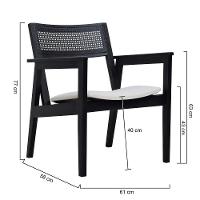 Poltrona Gusty Com Encosto Telinha Assento Anatômico - Preto Estofado Corano Bege - 2