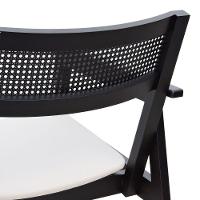 Poltrona Gusty Com Encosto Telinha Assento Anatômico - Preto Estofado Corano Bege - 6