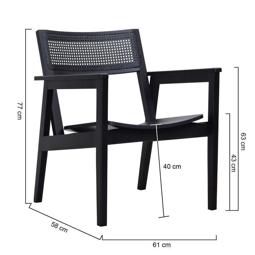 Poltrona Gusty Com Encosto Telinha Assento Anatômico - Preto Madeira - 6