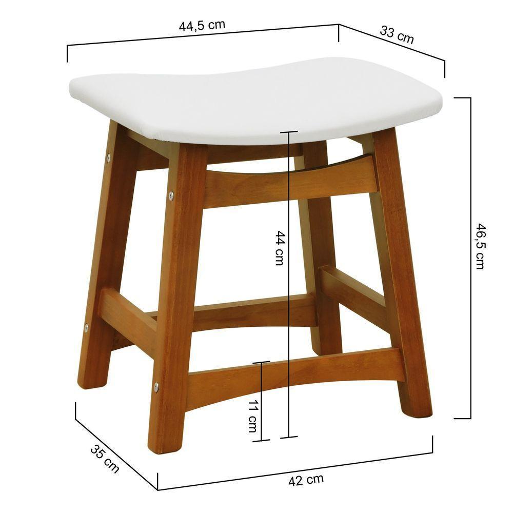 Puff Confort Madeira Maciça Assento Anatômico - Amêndoa Estofado Corano Bege - 3
