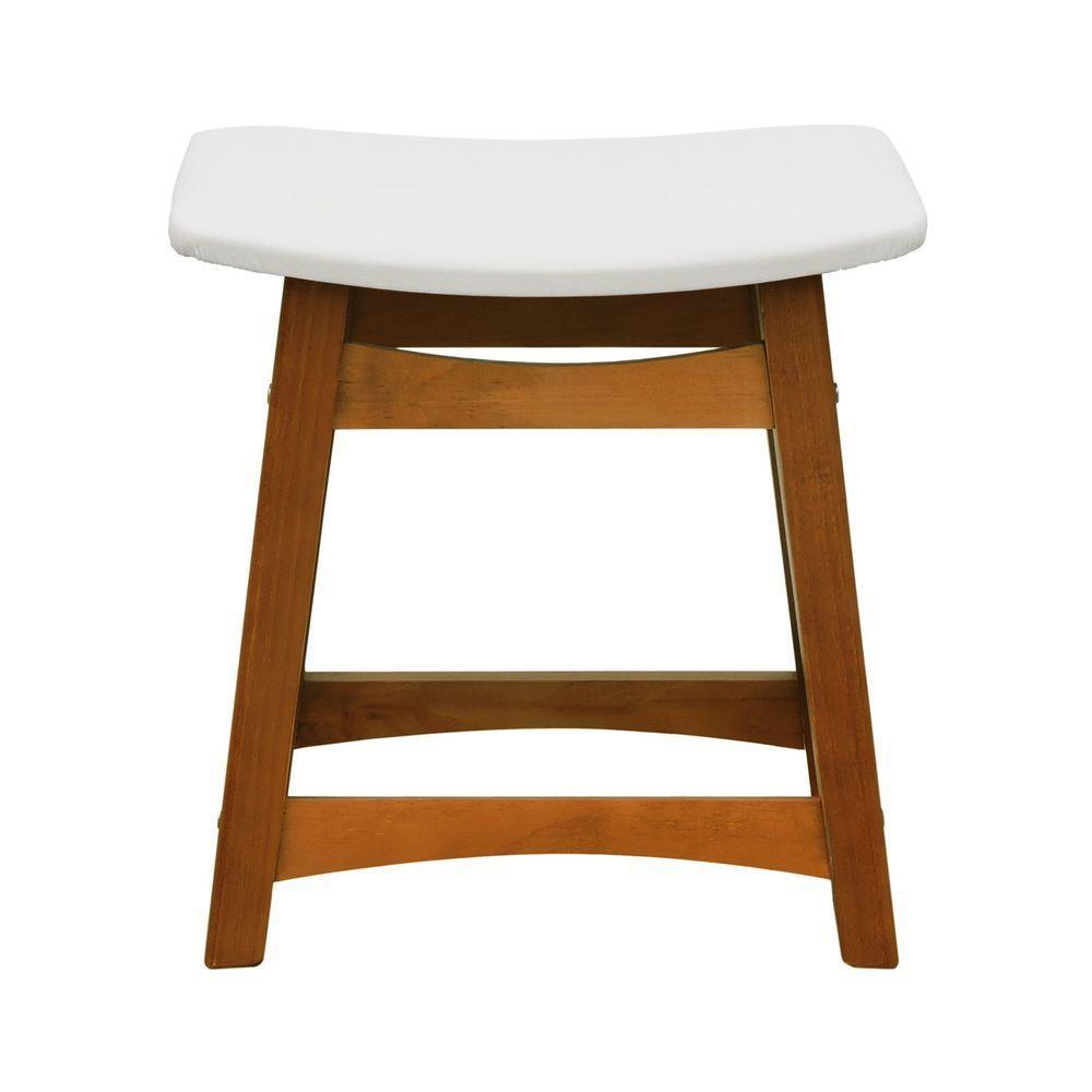 Puff Confort Madeira Maciça Assento Anatômico - Amêndoa Estofado Corano Bege - 4