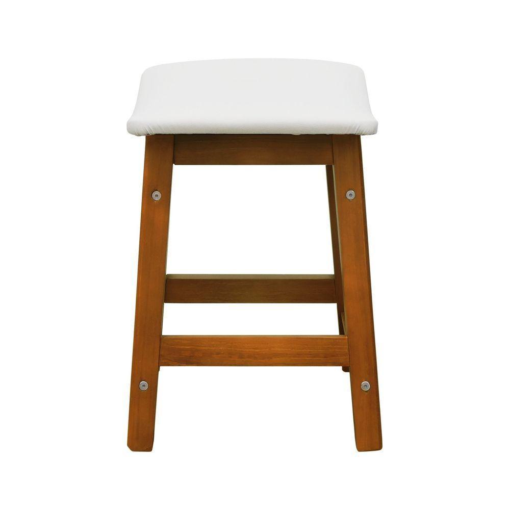 Puff Confort Madeira Maciça Assento Anatômico - Amêndoa Estofado Corano Bege - 5